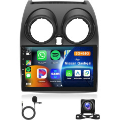 Hodozzy 2 GB 64 GB Android auto radio Nissan Qashqai 2006-2016 Bezvadu Carplay Android auto spoguļa saite, 2 DIN 9 collu skārienekrāna radio ar Bluetooth GPS navigāciju WiFi FM RDS Hi-Fi atpakaļgaita