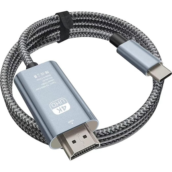 3BAO USB C savienojums ar HDMI 4K 60Hz 2M, C tipa USB savienojums ar HDMI spriegojumu [saderīgs ar Thunderbolt 3] priekš MacBook Pro 2022, Samsung Galaxy S23 S23 S22 S21 Ultra Note 20 Huawei P50/P40, Pixelbook