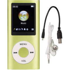 MP3 atskaņotājs, mūzikas atskaņotājs ar 1,8 collu LCD ekrānu, USB pieslēgvietu, plāns klasisks digitālais diktofons ar FM radio, atbalsta līdz 64 GB (zaļš)