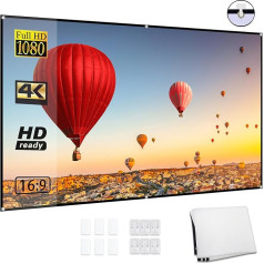 Swokely 182,9 cm (72 Zoll) traģiska HD-Projektor-Leinwand, 16:9 Projektionsleinwand, faltbar, langlebig, Wandmontage, für Outdoor-Filme, Heimkino, Büro