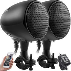 iMESTOU motociklu audio sistēma 4 collu Bluetooth stereo skaļrunis Ūdensizturīgs 300 W D klases AUX MP3 pastiprinātājs Iebūvēts Fit 1-1,25 collu stūrei motocikla ATV UTV