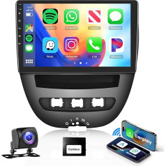 Podofo Carplay auto radio Peugeot 107/Citroen C1/Toyota Aygo, 10,1 collu skārienjūtīgais ekrāns, auto radio 2G + 64G ar bezvadu A-pple Carplay Android Car, Bluetooth/Mirror Link/GPS/WiFi/FM/RDS/SWC +