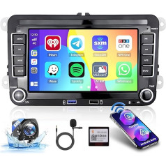 [2+64GB] 7 collu autoradio Seat Skoda VW Passat B6 Polo Golf Radio ar bezvadu Carplay Android auto FM/RDS/GPS/Bluetooth/WiFi USB/MIC atpakaļgaitas kameras stūres vadības stūres rats