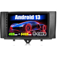 [8-core] SIXWIN 4+64G Android 13 Carplay Android auto radio Mercedes-Benz Smart Fortwo 2011-2015, 9 collu skārienekrāns, 1280 x 720, ar DSP GPS WiFi BT BT USB FM RDS Radio Mirror Link + 32 joslu ekvalaizeris