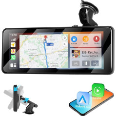 Podofo 6,86 collu pārnēsājamais auto radio ar bezvadu Carplay/Android, rotējošs statīvs, 7-32 V skārienjūtīgais ekrāns, bezvadu AirPlay/Bluetooth Music/Mirror Link/TF/USB/AUX