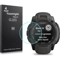 Yoomigle Pack of 4 Compatible with Garmin Instinct 2 x Solar Screen Protectors, rūdīts stikls Garmin Instinct 2 x viedpulksteņa ekrāna aizsargplēve, aizsargplēve, aizsargplēve pret skrāpējumiem un pirkstu nospiedumiem