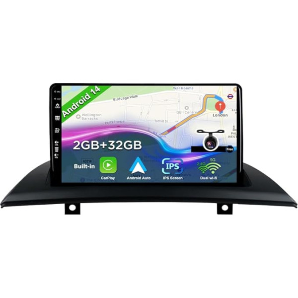 BXLIYER 9 collu Android 12 autoradio BMW X3 E83 (2004-2012) - atpakaļgaitas kamera - 2G + 32G - 2 DIN - DAB stūres vadības pults WiFi Carplay Android auto DSP Split Screen 4G Bluetooth