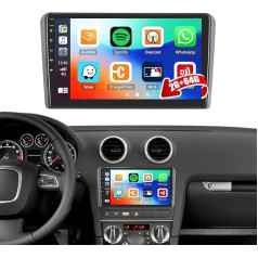 2G + 64G CAMECHO Android 13 auto radio priekš Audi A3 S3 RS3 8P 8V 2008-2012 ar navigācijas sistēmu Carplay Android Car, Double DIN auto radio ar 9 collu ekrānu Bluetooth RDS/FM MirrorLink