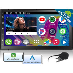 RevcarX Android Double DIN auto radio, 7 collu DAB radio skārienekrāns, 4G LTE, 4G + 64G bezvadu Carplay un Android Car, Dual BT, WiFi/BT/USB pieslēgšana, Mirror Link