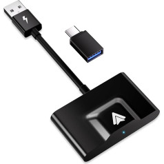 Android bezvadu adapteris automašīnai, pārveido vadu Android auto uz bezvadu, Bluetooth adapteris automašīnai, tūlītējs savienojums no viedtālruņa uz ekrānu, tiešais USB C/USB adapteris 98% automašīnu