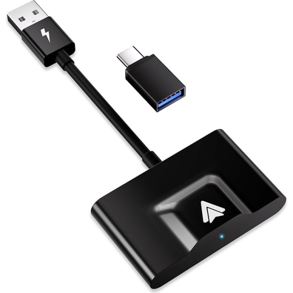 Android bezvadu adapteris automašīnai, pārveido vadu Android auto uz bezvadu, Bluetooth adapteris automašīnai, tūlītējs savienojums no viedtālruņa uz ekrānu, tiešais USB C/USB adapteris 98% automašīnu