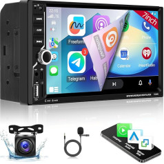 Bezvadu Carplay un Android auto ar aizmugures skata kameru - 7 collu HD skārienjūtīgais ekrāns Carplay radio - Bluetooth, Mirror Link, SWC, EQ, FM radio, auto radio uztvērējs AUX/USB disks