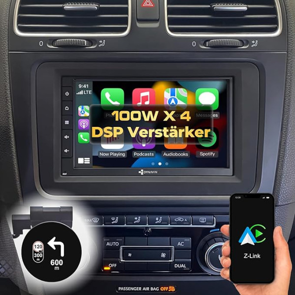 DYNAVIN Android universālais Double DIN auto radio ar satelītnavigāciju, 7 collu radio ar bezvadu Carplay un Android Car, Head-up displejs, ietver DAB+: D9-7005 Premium Flex