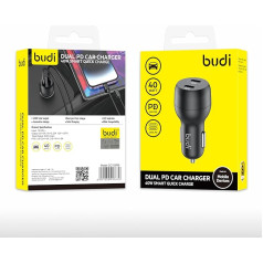 Budi - Automašīnas lādētājs ar diviem PD, 2 USB-C pieslēgvietām - CC108RB