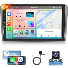 Podofo Auto radio Audi A3 2008-2012 ar bezvadu Carplay Android Car, 9 collu IPS skārienjūtīgais ekrāns, 8 kodolu 2+64G, Bluetooth/WiFi/Mirror Link/GPS/DSP + atpakaļgaitas kamera