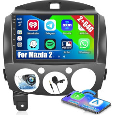 [2G + 64G] Hikity Auto Radio navigācija Mazda 2 2007-2014 Android 13 Wireless Carplay 9 collu ekrāns Radio ar Android auto GPS WiFi atpakaļgaitas kamera FM RDS DSP SWC Bluetooth MIC