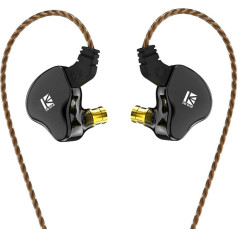 Yinyoo KBEAR KS2 austiņas Stereo Bass In-Ear austiņas, HiFi austiņu austiņas austiņām ar trokšņu slāpēšanu 1BA 1DD Hybrid IEM ar noņemamu kabeli skriešanai, pastaigām (ar mikrofonu, melnas KS2)