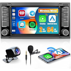 [2G + 64G] Hikity Android auto radio VW Touareg 2004-2011, Carplay bezvadu Android auto, 7 collu skārienekrāns ar GPS WiFi WiFi BT FM RDS atpakaļgaitas kamera