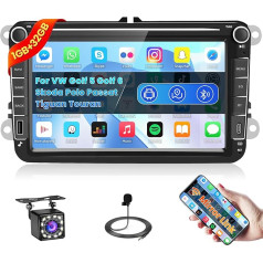 Inefala 8 collu Android 13 auto radio VW Golf 5 Golf 6 Skoda Polo Passat Tiguan Touran 2 DIN ekrāns (1 + 32GB) ar Mirror Link FM RDS GPS Bluetooth WiFi USB Type-C stūres rata vadības ierīcēm