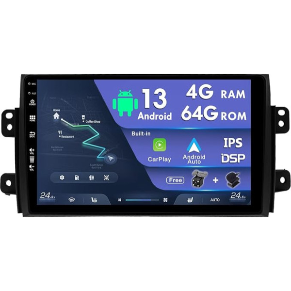 MISONDA 4G + 64G Android auto radio Suzuki SX4 2006-2013/Fiat Sedici 2005-2014 ar GPS navigāciju Bluetooth MirrorLink RDS FM WiFi atpakaļgaitas kamera Carplay DSP AUX 2 DIN