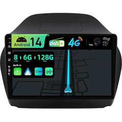 BXLIYER Iebūvēts 4G LTE un DAB, Android 13 QLED auto radio Hyundai IX35 (2010-2017), 6G + 128G, Carplay Android automašīnai, kamera + MIC, divu joslu WiFi, vadība no stūres, 10,1 collu, 8 kodolu 2 DIN