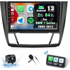 CAMECHO 2G + 64G Android 13 auto radio BMW 1. sērijas E81 E82 E87 E88 2008-2012 ar Wireless Carplay Android Car, 9 collu ekrāns ar Mirror Link GPS Bluetooth HiFi FM SWC + atpakaļgaitas kamera