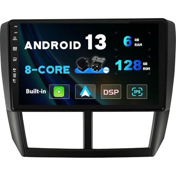 SXAUTO - 6G + 128G - Android 12 IPS auto radio Subaru Forester (2008-2012) - Iebūvēts Carplay/Android Car/DSP - LED kamera + MIC - DAB stūres vadības pults vadība Fast Boot 360-CAM WiFi AHD - 2 DIN 9