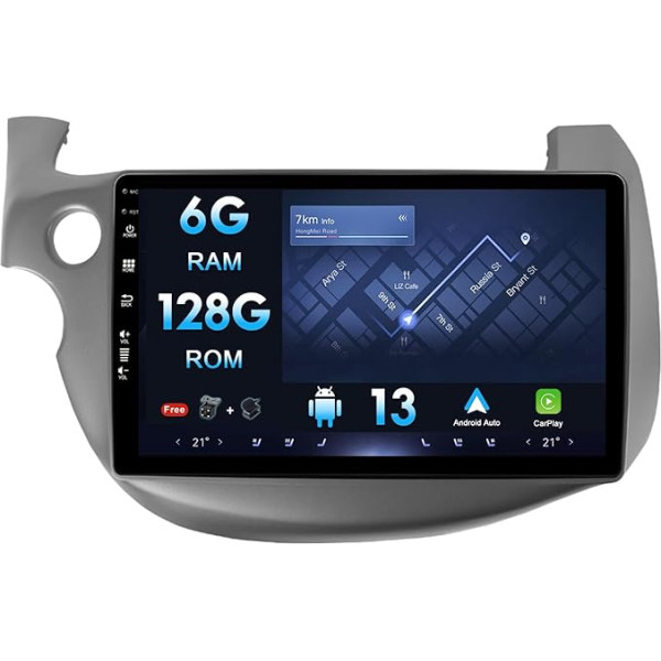 10 collu IPS 2 DIN Android 12 auto radio Honda Fit 2008-2013 ar GPS navigāciju Atbalsta Bluetooth DAB USB Carplay Android Car WiFi 4G MirrorLink RDS USB 6G + 128G