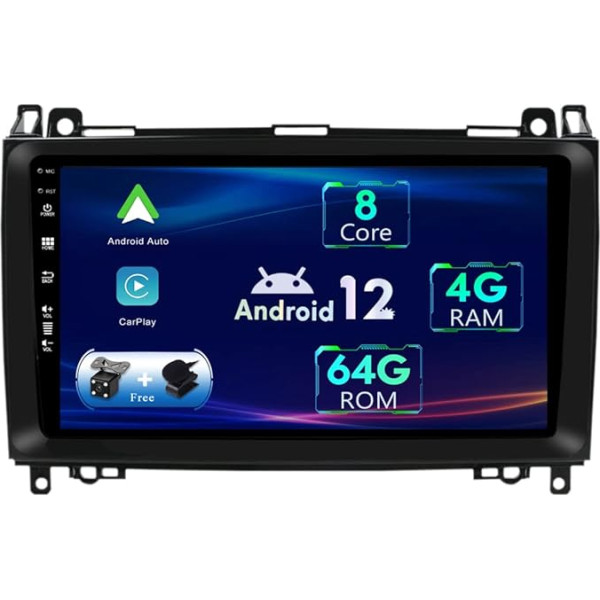 9 collu IPS Android 12 autoradio Mercedes Benz A B klasei/Vito/Viano/Sprinter/W906/W169/W245-4G+64G - GPS Caméra Arrière GRATUITES - Soutien DAB/Commande au Volant / 4G / WiFi / BT5.0 / DSP /