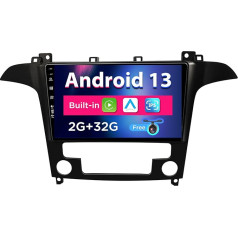 Android 12 IPS auto radio piemērots Ford S-Max (2007-2008) - iebūvēts CarPlay / Android Car - atpakaļgaitas kamera - 2G + 32G - DAB Fast-Boot Bluetooth WiFi 4G DSP - 2 DIN 9