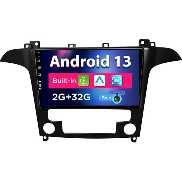 Android 12 IPS auto radio piemērots Ford S-Max (2007-2008) - iebūvēts CarPlay / Android Car - atpakaļgaitas kamera - 2G + 32G - DAB Fast-Boot Bluetooth WiFi 4G DSP - 2 DIN 9