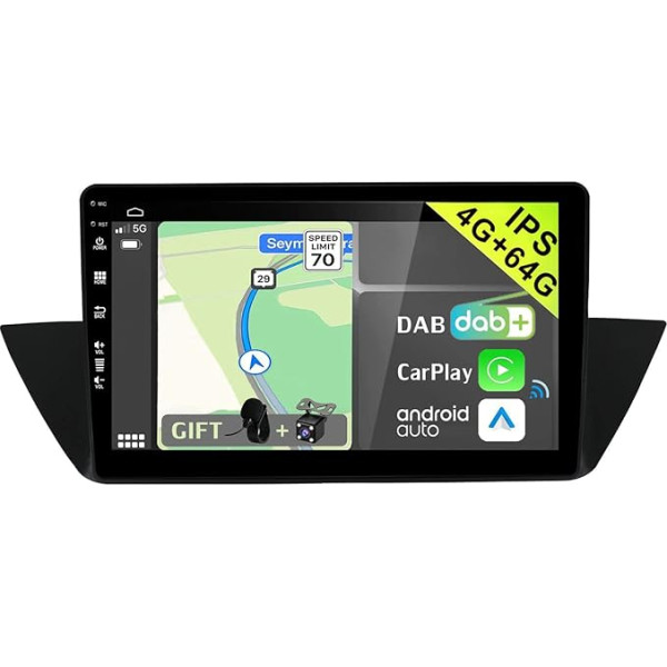 YUNTX [DAB-4G+64G] Android 12 auto radio BMW X1 E84 (2009-2015)-[Integrēts DAB+/CarPlay/Android Auto/DSP/GPS]-10.1 collu IPS 2.5D skārienekrāns Mic + kamera USB/MirrorLink/Bluetooth 5.0/Steering