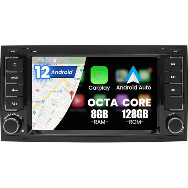 Kymmtun Android 12 auto radio Volkswagen Touareg/Transporter T5 2004 2005 2006 2007 2011 7 collu (8GB+128GB) bezvadu Carplay ar 4G + WiFi GPS USB Bluetooth Bluetooth Android auto stūres vadības pults