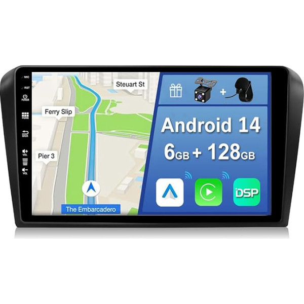 YUNTX [6GB+128GB] Android 12 2 Din Auto Radio priekš Mazda 3 (2004-2012) [Iebūvēta bezvadu CarPlay/Android Car/DSP/GPS] Aizmugures skata kamera+MIC-DAB/IPS/Stūres kontrole/MirrorLink WiFi. USB/4G/360 kamera