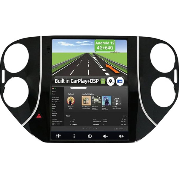 YUNTX Android 12 auto radio VW Tiguan 2010-2016-4G+64G [Iebūvēts CarPlay/Android Car/DSP/GPS] - Kameras atbalsts DAB/Radio vadība/360 kamera/GPS/2 DIN/USB