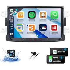 OiLiehu 2+64G Android 13 CarPlay Android auto radio priekš Renault Dacia Duster Sandero Captur Lodgy Symbol Logan Dokker 8 collu skārienjūtīgais ekrāns ar Bluetooth GPS FM RDS WiFi SWC HiFi/EQ atpakaļgaitas kamera