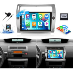 8-core Android 13 Auto radio ar navigācijas sistēmu Citroen C4 C-Triomphe C-Quatre 2004-2009, 2G + 64G, 9 collu ekrāns, 2 DIN radio ar Carplay, Android Car, DSP RDS Bluetooth Mirror Link +