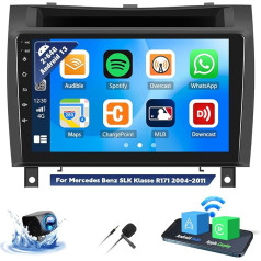 OiLiehu 2G + 64G Android 13 Auto radio 2DIN Carplay Android automašīnai Mercedes Benz SLK klasei R171 2004-2011 Auto radio ar 9 collu ekrānu ar Mirror Link/EQ/Bluetooth/FM RDS/WiFi/GPS/Rear View Camera