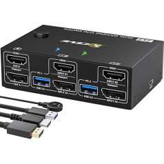 USB 3.0 Dual Monitor 2x2 KVM Switch HDMI DP, YOUTINGHDAV KVM Switch 2 PC 2 Monitors, KVM Switch Displayport 4K@144Hz + HDMI 4K@60Hz with 4 USB 3.0 Ports for 2 PC Share Mouse, Keyboard and 2 Monitors