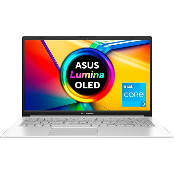 ASUS Vivobook Go 15 OLED klēpjdators, 15,6 collu Full HD 16:9 OLED displejs, Intel Core i3-N305, 8 GB RAM, 512 GB SSD, Intel UHD Graphics, Windows 11, QWERTZ tastatūra, Cool Silver