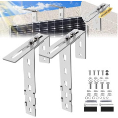 2 x regulējams saules paneļa kronšteina āķis balkonam, margu kronšteins balkona barošanas stacija saules moduļu balkonam un plakano jumtu, nerūsējošā tērauda āķis balkona margu turētājam, saules moduļu turētājs