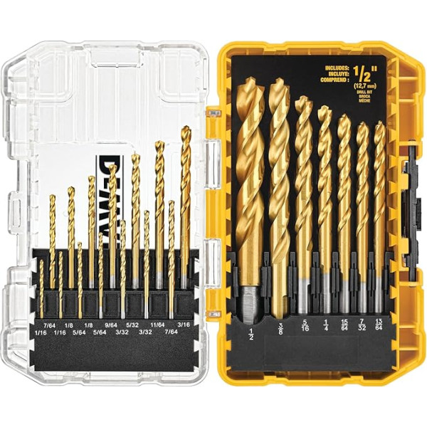 DEWALT (DW1361) Titan-Nitrid-beschichtetes Bohrer-Set, Pilotspitze, 21-teilig