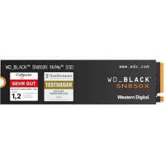 WD_BLACK SN850X NVMe SSD 2TB Внутренний твердотельный накопитель (игровая память, технология PCIe Gen4, чтение 7300 МБ/с, запись 6600 МБ/с) Черный