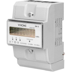 Virone EM-3 digitālais maiņstrāvas skaitītājs, trīsfāžu enerģijas mērītājs, 80 A, 4,3 moduļi, DIN TH-35 mm