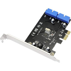 SinLoon PCI Express uz Dual 19 Pin USB 3.0 karte PCI-e uz iekšējo 20 Pin Male adapteris datoram (19 Pin)