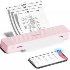 PokeLabel mobilais printeris A4 ceļojumiem, portatīvais termiskais printeris burtiem/A4/B5/A5, parastam un termopapīram, mazs, kompakts, bez tintes kasetnēm, mobilais tālrunis, klēpjdators, portatīvais Bluetooth printeris,