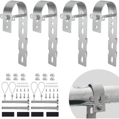 4 saules bateriju āķi balkonam - saules paneļu turētājs apaļam balkonam, nerūsējošā tērauda 2,5 cietības turētājs saules paneļiem balkonā, piemērots saules paneļiem, P-V kronšteini apaļam, kvadrātveida balkonam