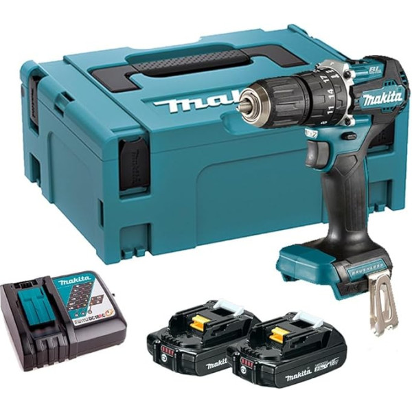 Makita DHP487RAJ Akumulatora urbis ar āmuru 18 V / 2,0 Ah 2 akumulatori + lādētājs Makpac Petrol