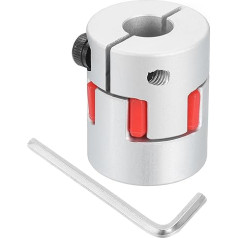 piegādes karte D25 L30 8 mm bis 10 mm elastīga Pflaumenschaftkupplung, Aluminium-Motoranschluss, elastīga Spinnenkupplung für 3D-Drucker, CNC-Maschine und Servo-Schrittmotor (silberfarben/rot)