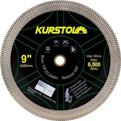 KURSTOL dimanta griešanas disks, 2 gabali, 230 mm, divfunkcionāls dimanta griešanas disks, leņķa slīpmašīnas asmens armatūra 22,23-15,87 mm keramikas flīžu, porcelāna, granīta, marmora griešanai un slīpēšanai